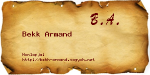 Bekk Armand névjegykártya