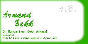 armand bekk business card